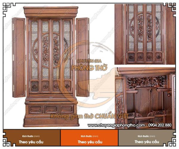 Tủ thờ có cửa đóng kín - Giữ gọn gàng, bảo vệ đồ thờ hiệu quả