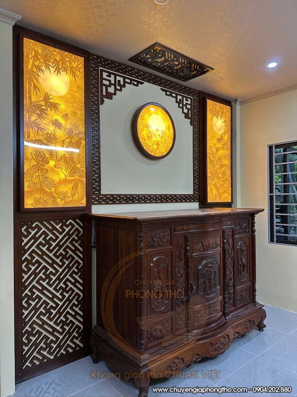 Tủ thờ Tam Đa gỗ gõ – Sự lựa chọn hoàn hảo cho không gian thờ