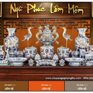 Bộ đồ thờ men lam vẽ vàng