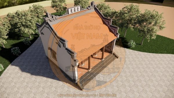 Bản vẽ thiết kế nhà thờ họ 3 gian 2 mái bê tông giả gỗ tại xã Quảng Lâm