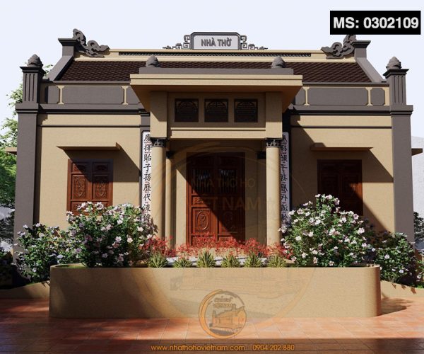 Phối cảnh nhà thờ họ 3 gian 2 mái tại xã Lâm Bình, Tuyên Quang