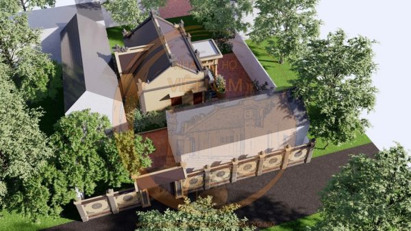 Phối cảnh nhà thờ họ 3 gian 2 mái tại xã Lâm Bình, Tuyên Quang