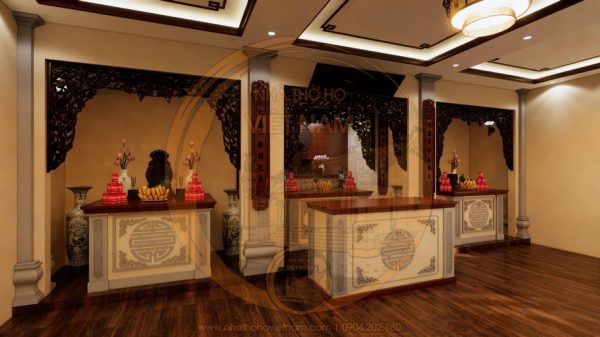 Phối cảnh nhà thờ họ 3 gian 2 mái tại xã Lâm Bình, Tuyên Quang