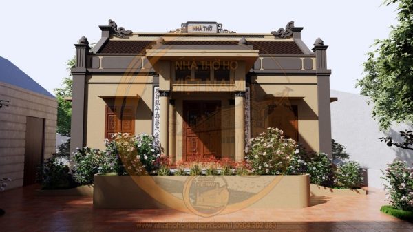 Phối cảnh nhà thờ họ 3 gian 2 mái tại xã Lâm Bình, Tuyên Quang