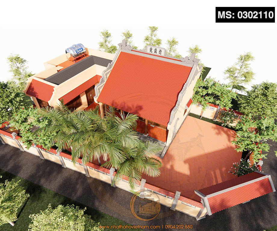 Bản vẽ thiết kế nhà thờ họ 3 gian giả gỗ sang trọng tại phường Sông Công, Thái Nguyên