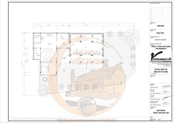 Bản vẽ thiết kế nhà thờ họ 3 gian giả gỗ sang trọng tại phường Sông Công, Thái Nguyên