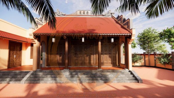 Bản vẽ thiết kế nhà thờ họ 3 gian giả gỗ sang trọng tại phường Sông Công, Thái Nguyên