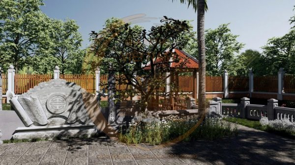 Dự án thiết kế nhà thờ họ 3 gian kết hợp ao sen tại Thái Thụy Thái Bình