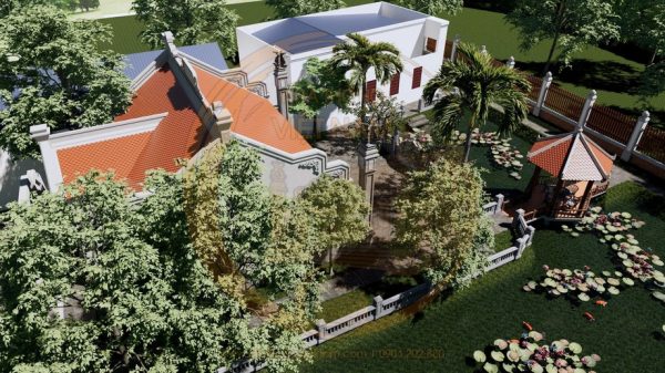 Dự án thiết kế nhà thờ họ 3 gian kết hợp ao sen tại Thái Thụy Thái Bình