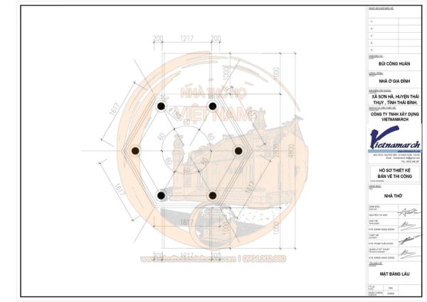 Dự án thiết kế nhà thờ họ 3 gian kết hợp ao sen tại Thái Thụy Thái Bình