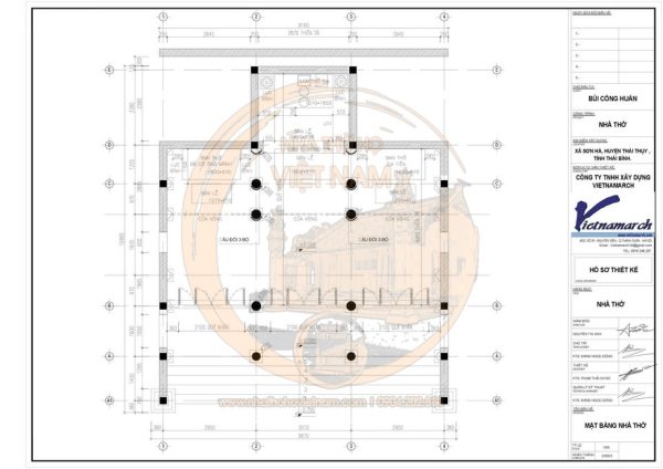 Dự án thiết kế nhà thờ họ 3 gian kết hợp ao sen tại Thái Thụy Thái Bình