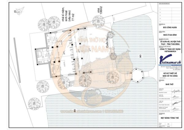 Dự án thiết kế nhà thờ họ 3 gian kết hợp ao sen tại Thái Thụy Thái Bình