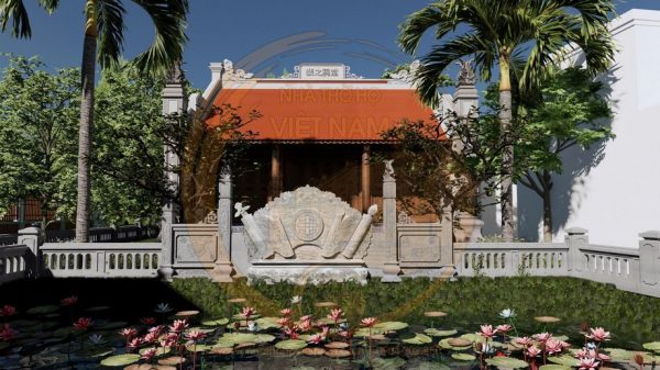 Dự án thiết kế nhà thờ họ 3 gian kết hợp ao sen tại Thái Thụy Thái Bình