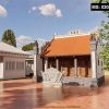 Bản vẽ thiết kế nhà thờ họ 3 gian 2 mái kết hợp nhà phụ trợ hiện đại tại Tiền Hải, Thái Bình