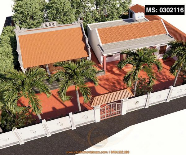 Kiến trúc nhà thờ họ 3 gian 2 mái kết hợp nhà ngang tại phường Hạ Hoà, Phú Thọ