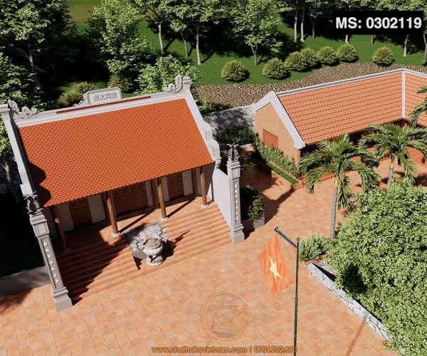 Bản vẽ nhà thờ họ 3 gian 2 mái kết hợp nhà ở phong cách truyền thống tại phường Tam Điệp, Ninh Bình
