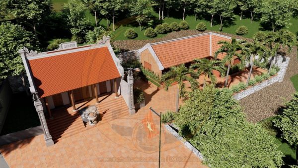 Bản vẽ nhà thờ họ 3 gian 2 mái kết hợp nhà ở phong cách truyền thống tại phường Tam Điệp, Ninh Bình