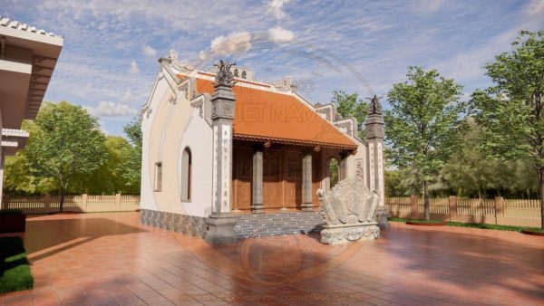 Bản vẽ thiết kế nhà thờ họ 3 gian 2 mái kết hợp nhà phụ trợ hiện đại tại Tiền Hải, Thái Bình