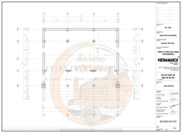 Kiến trúc nhà thờ họ 3 gian 2 mái kết hợp nhà ngang tại phường Hạ Hoà, Phú Thọ