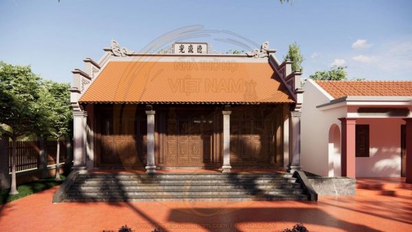 Kiến trúc nhà thờ họ 3 gian 2 mái kết hợp nhà ngang tại phường Hạ Hoà, Phú Thọ