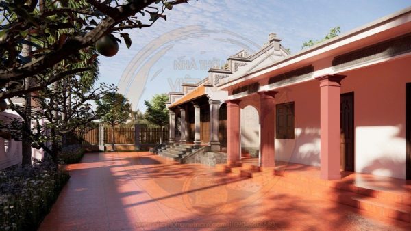 Kiến trúc nhà thờ họ 3 gian 2 mái kết hợp nhà ngang tại phường Hạ Hoà, Phú Thọ