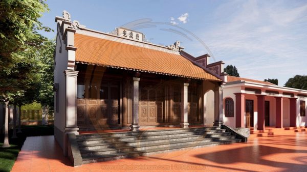 Kiến trúc nhà thờ họ 3 gian 2 mái kết hợp nhà ngang tại phường Hạ Hoà, Phú Thọ