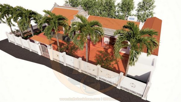 Kiến trúc nhà thờ họ 3 gian 2 mái kết hợp nhà ngang tại phường Hạ Hoà, Phú Thọ