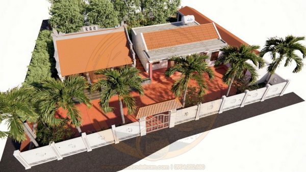 Kiến trúc nhà thờ họ 3 gian 2 mái kết hợp nhà ngang tại phường Hạ Hoà, Phú Thọ