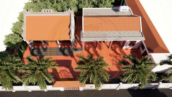 Kiến trúc nhà thờ họ 3 gian 2 mái kết hợp nhà ngang tại phường Hạ Hoà, Phú Thọ