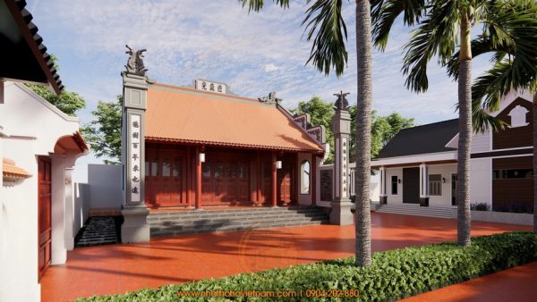 Dự án thiết kế nhà thờ họ 3 gian 2 mái kết hợp nhà ở tại Ân Thi, Hưng Yên