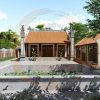 Bản vẽ 3D nhà thờ họ 3 gian 2 mái kết hợp tiểu cảnh tại phường Bỉm Sơn, Thanh Hoá