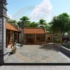 Bản vẽ 3D nhà thờ họ 3 gian 2 mái kết hợp tiểu cảnh tại phường Bỉm Sơn, Thanh Hoá