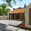 Bản vẽ 3D nhà thờ họ 3 gian 2 mái kết hợp tiểu cảnh tại phường Bỉm Sơn, Thanh Hoá