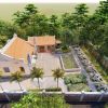 Bản vẽ 3D nhà thờ họ 3 gian 2 mái kết hợp tiểu cảnh tại phường Bỉm Sơn, Thanh Hoá