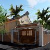 Bản vẽ 3D nhà thờ họ 3 gian 2 mái kết hợp tiểu cảnh tại phường Bỉm Sơn, Thanh Hoá