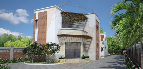 Bản vẽ 3D nhà thờ họ 3 gian 2 mái trong khuôn viên nhà ở hiện đại tại phường Phổ Yên, Thái Nguyên