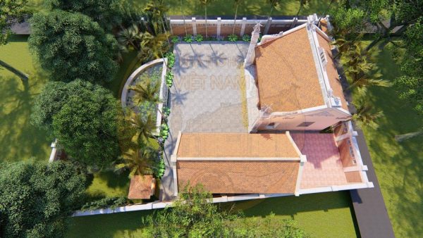 Bản vẽ nhà thờ họ 3 gian 2 mái kết hợp cột đồng trụ tại phường Thái Hoà, Nghệ An