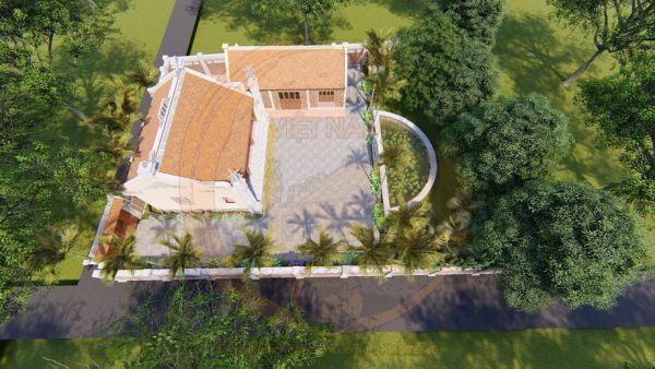 Bản vẽ nhà thờ họ 3 gian 2 mái kết hợp cột đồng trụ tại phường Thái Hoà, Nghệ An