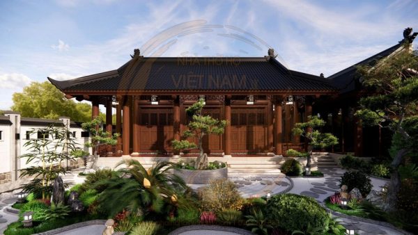 Thiết kế nhà thờ họ 3 gian 4 mái kết hợp nhà ở tại xã Kim Thành, Hải Phòng