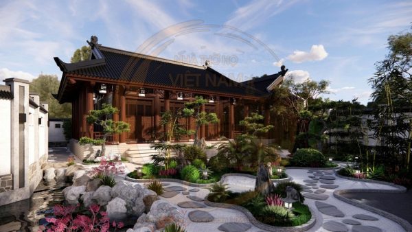 Thiết kế nhà thờ họ 3 gian 4 mái kết hợp nhà ở tại xã Kim Thành, Hải Phòng