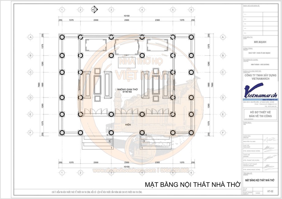Thiết kế nhà thờ họ 3 gian 4 mái kết hợp nhà ở tại xã Kim Thành, Hải Phòng