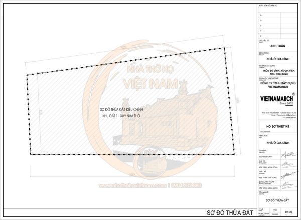 Bản vẽ mặt bằng nhà thờ họ 3 gian 2 mái có hai tầng tại xã Gia Viễn, Ninh Bình