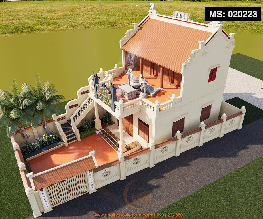 Bản vẽ mặt bằng nhà thờ họ 3 gian 2 mái có hai tầng tại xã Gia Viễn, Ninh Bình