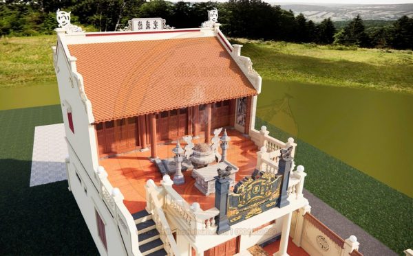 Bản vẽ mặt bằng nhà thờ họ 3 gian 2 mái có hai tầng tại xã Gia Viễn, Ninh Bình
