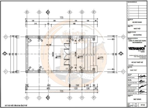 Bản vẽ nhà thờ họ 1 gian 2 mái nhỏ gọn tại xã Đại Sơn, Hải Dương