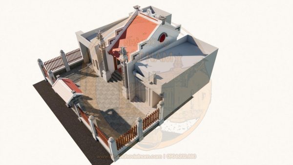 Bản vẽ nhà thờ họ 1 gian 2 mái nhỏ gọn tại xã Đại Sơn, Hải Dương