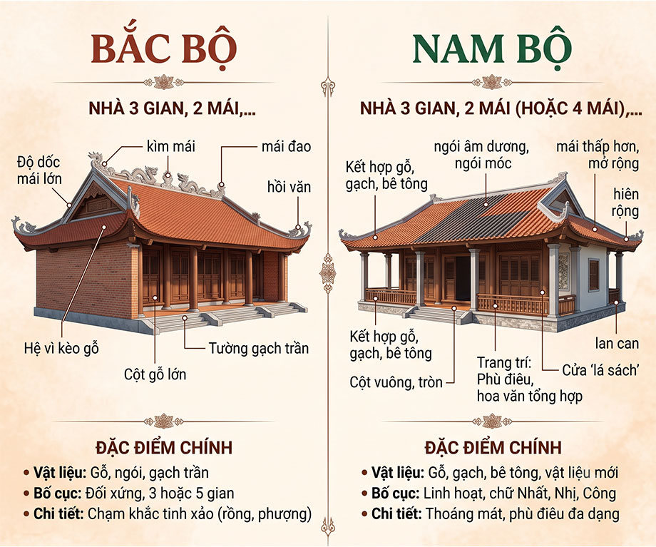 Phân biệt nhà thờ họ Bắc Bộ và Nam Bộ chi tiết nhất