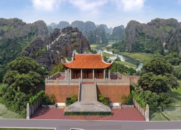 Bản thiết kế 3D nhà thờ họ 3 gian 4 mái uy nghi tại Phường Quy Nhơn, Gia Lai