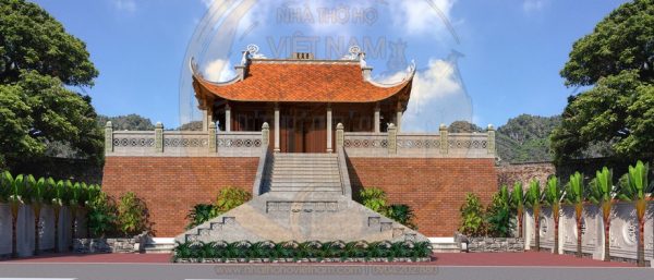 Bản thiết kế 3D nhà thờ họ 3 gian 4 mái uy nghi tại Phường Quy Nhơn, Gia Lai