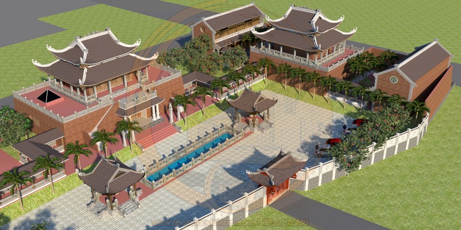 Bản thiết kế nhà thờ họ 8 mái 2 tầng có tiểu cảnh độc đáo tại xã Tịnh Khê, Hà Tĩnh Bản thiết kế nhà thờ họ 8 mái 2 tầng có tiểu cảnh độc đáo tại xã Tịnh Khê, Hà Tĩnh